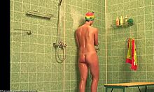 Rasta hat skinny amateur showering in the nude